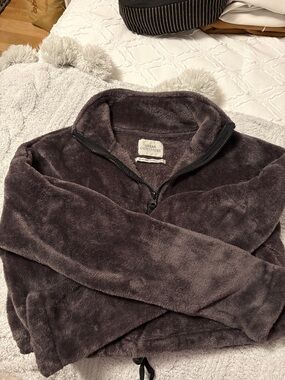 Urban Outfitters Plush Quarter-Zip Pullover in Charcoal